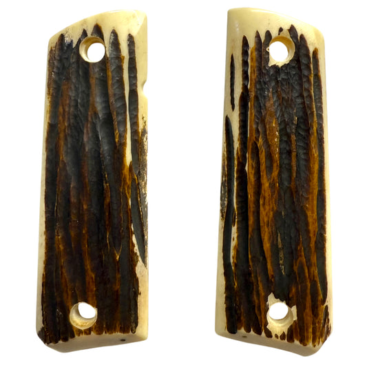 Pistol Grips for 1911, Full Size Frame Goverment/Commander, Natural Materals Bone, Horn, Resin, Ram, Buffalo, Handgun Replacement Parts, Tactical and Durable